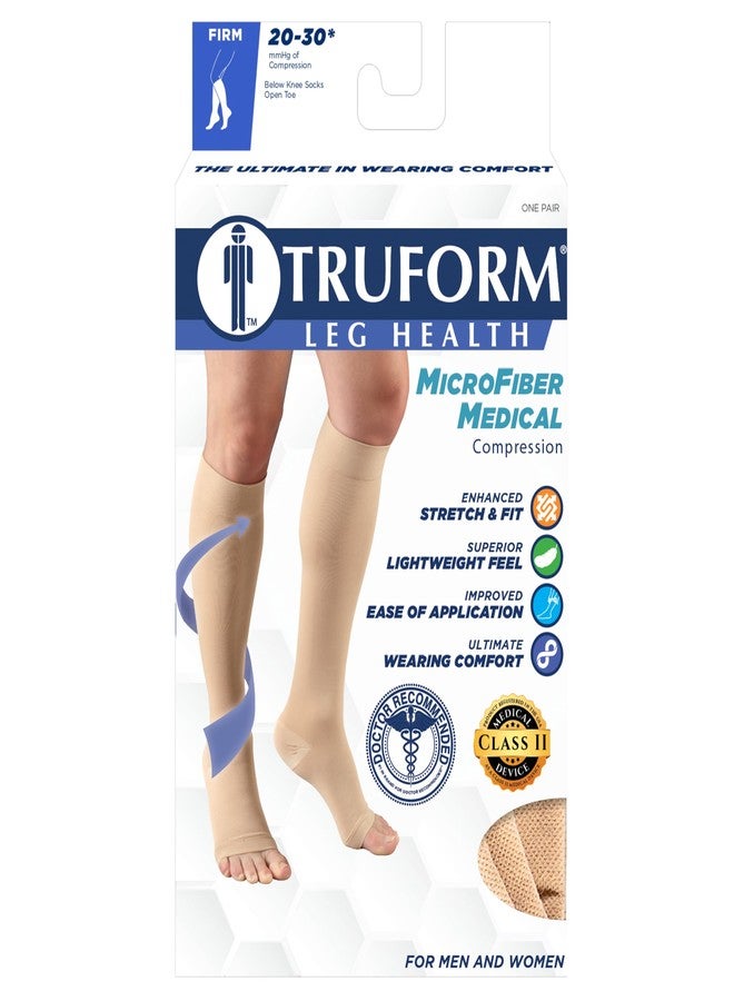 Truform 20-30 mmHg Compression Stockings for Men and Women, Knee High Length, Open Toe, Black, Medium - Image 5